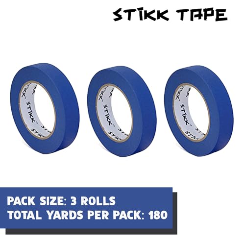 STIKK Painters Tape - 3pk Blue Painter Tape - 1 inch x 60 Yards - Paint Tape for Painting, Edges, Trim, Ceilings - Masking Tape for DIY Paint Projects - Residue-Free Painting Tape - Image 4