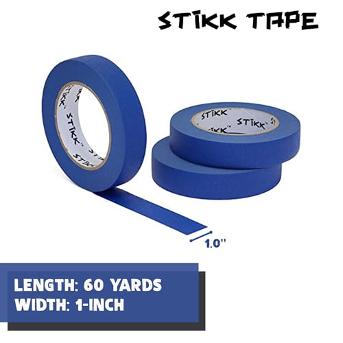 STIKK Painters Tape - 3pk Blue Painter Tape - 1 inch x 60 Yards - Paint Tape for Painting, Edges, Trim, Ceilings - Masking Tape for DIY Paint Projects - Residue-Free Painting Tape - Image 3
