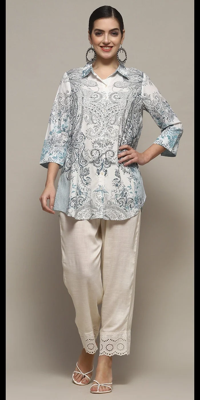 Biba Blue Viscose Straight Kurti