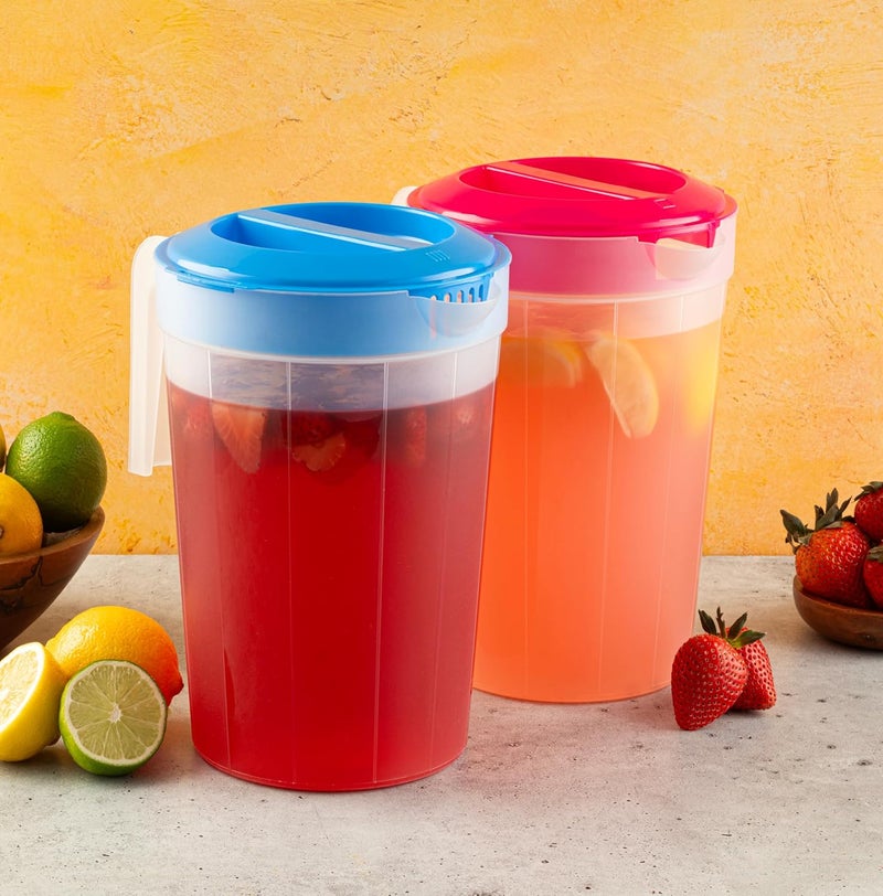 VOXRO 2-Pack 1-Gallon Plastic Pitchers with Lids – Iced Tea Pitchers with Twist Cover BPA-Free, Dishwasher & Freezer Safe, Ideal for Water, Juice & Fridge Storage - Image 2