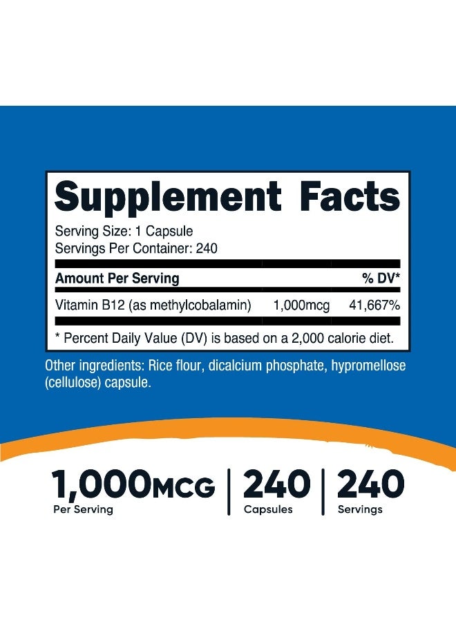 Nutricost Vitamin B12 Methylcobalamin 1000mcg Capsules for Adults - Image 2