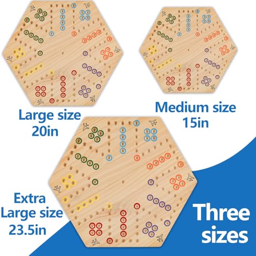 NRZSSN Original Marble Game Wahoo Board Game Double Sided Painted Wooden Fast Track Board Game for Friends and Party 6 and 4 Players 6 Colors 24 Marbles 6 Dice - Image 5