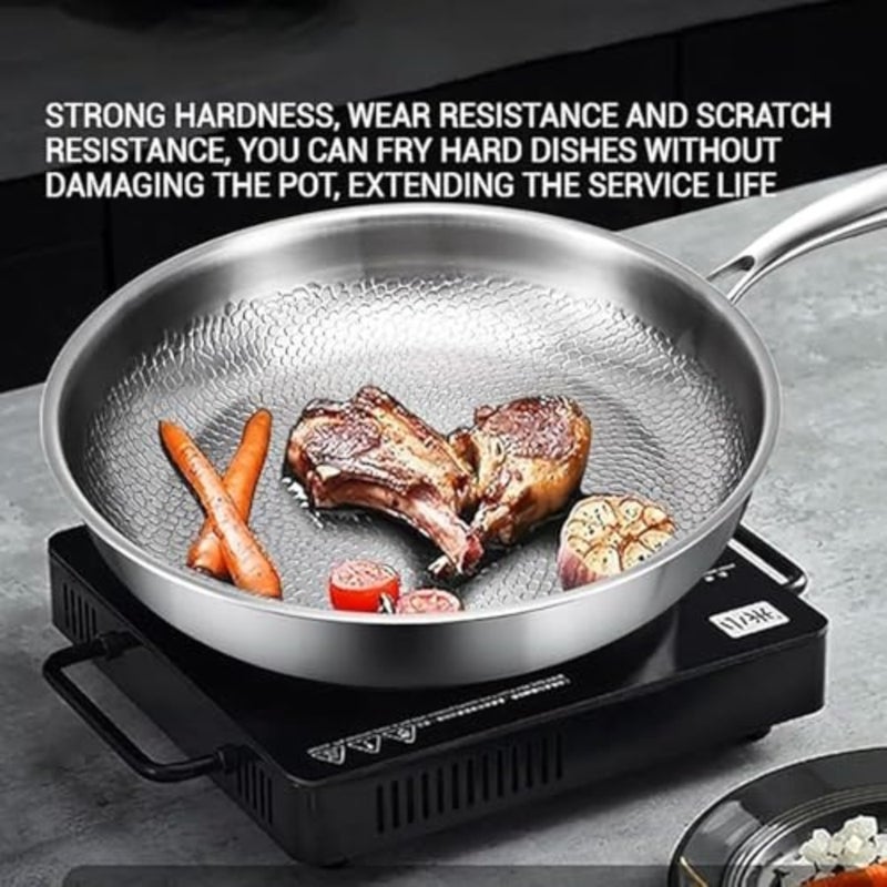 Titanium Hammered Pan Pro With Lid, Ultra-Durable Scratch-Resistant Non Stick Pure Titanium Nutri Pan Hammered Pattern Diameter - Image 4