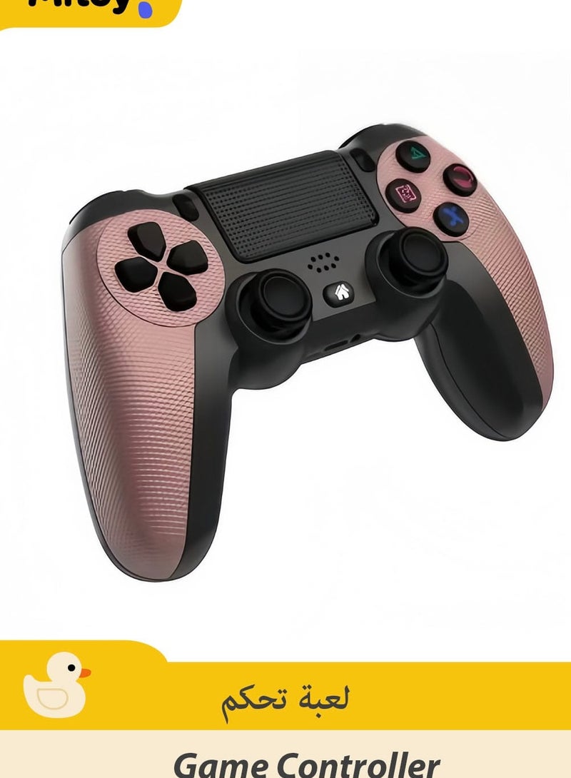 Anmi Wireless Game Controller with Dual Vibration, Clickable Touchpad, Audio Function, Light Bar and Anti-Slip (Rose gold)