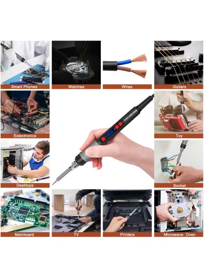 Sakina Soldering Iron Kit, 90W Soldering-Iron Gun Kit , Adjustable Temperature, LCD Display, Portable Design, for Electronics Hobbyists, Repair Tools, Jewelry Fixes, Appliance Maintenance - Image 2