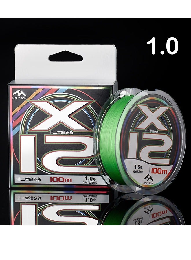 Generic Fishing Superior Braided Fishing Line, Upgraded Green 12 Strand 100m PE Superline (1.0#)  - Image 1