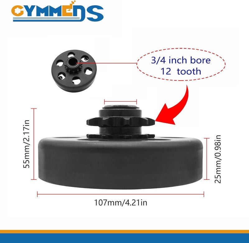 GYMMEDS Go Kart Clutch 3/4" Bore 12 Tooth with #35 Chain for Predator 212 and Honda Engines - Image 3