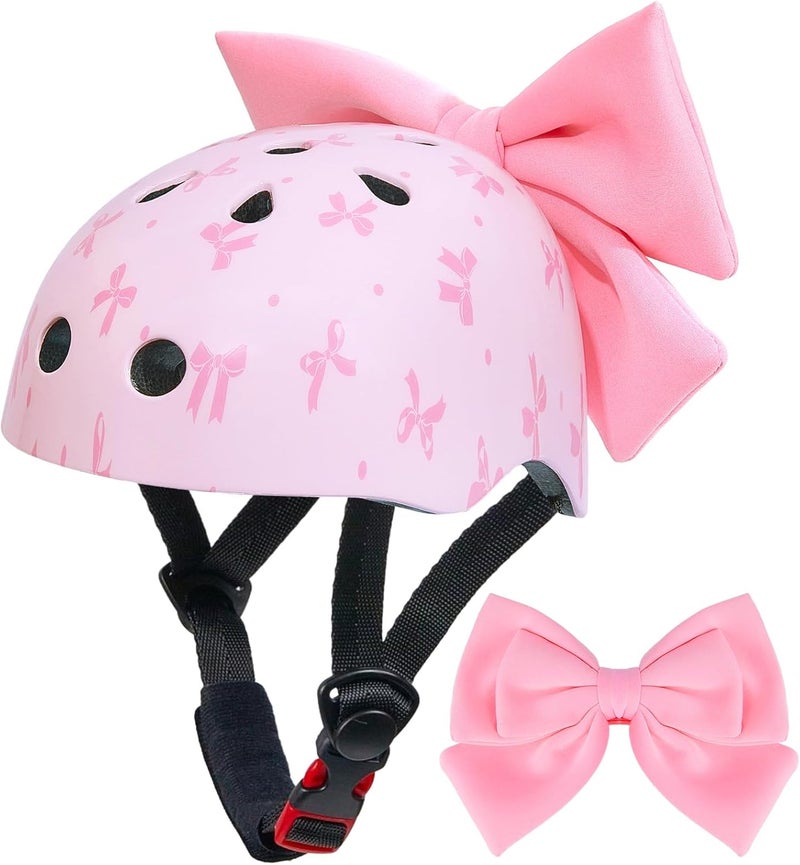 FIODAY Kids Bike Helmet with DIY Bow for Ages 8-14 - Adjustable and Stylish - Image 1