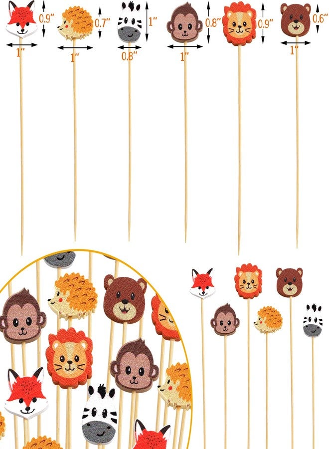WorldBazaar 120PCS Woodland Cocktail Picks Kids Animal Toothpicks For Appetizers Food Fruit Sticks Jungle Animals Party Supplies Party Decorations - Image 2