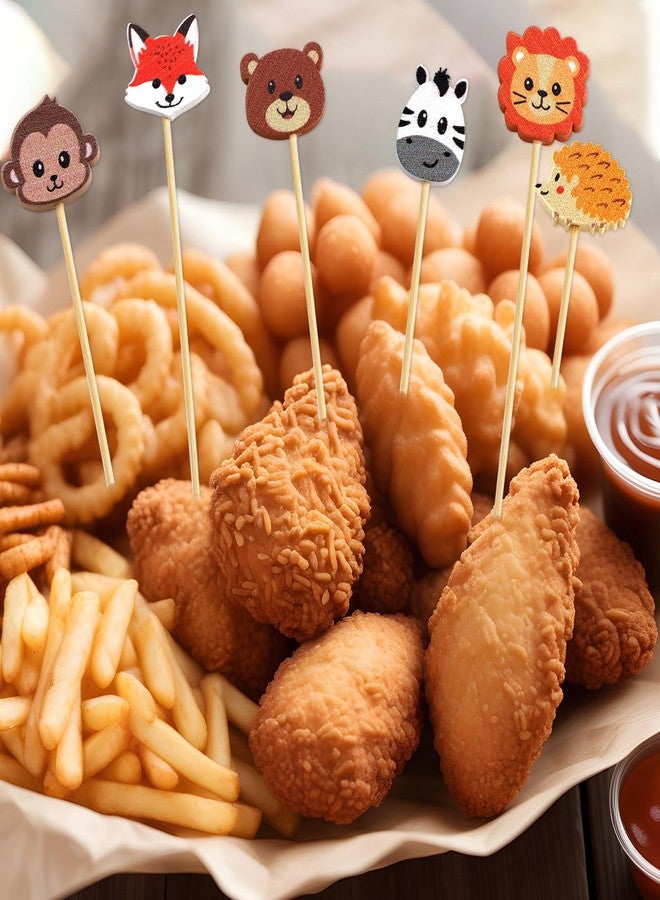 WorldBazaar 120PCS Woodland Cocktail Picks Kids Animal Toothpicks For Appetizers Food Fruit Sticks Jungle Animals Party Supplies Party Decorations - Image 3