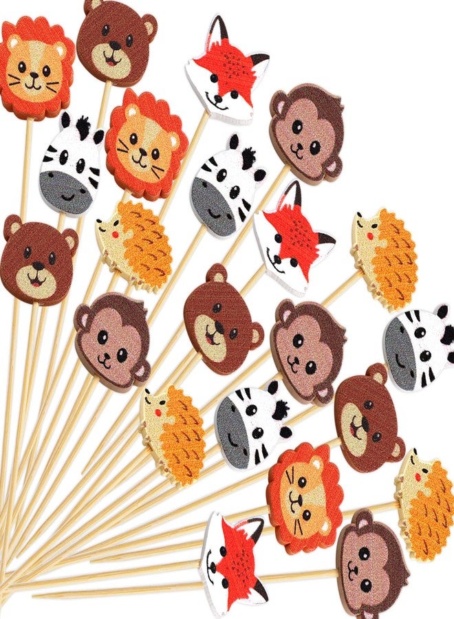 WorldBazaar 120PCS Woodland Cocktail Picks Kids Animal Toothpicks For Appetizers Food Fruit Sticks Jungle Animals Party Supplies Party Decorations - Image 1