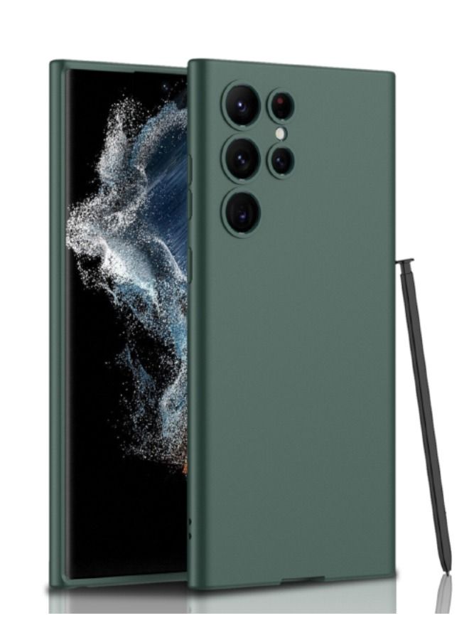 TEAM LUXURY غطاء حماية رقيق من السيليكون السائل لشعور مريح لهاتف سامسونج جالاكسي S23 ألترا، غطاء واقي مقاوم للصدمات بمعيار عسكري، مضاد للصدمات، مضاد للاصفرار، مضاد للخدوش (أخضر) - Image 1