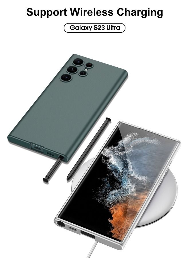 TEAM LUXURY غطاء حماية رقيق من السيليكون السائل لشعور مريح لهاتف سامسونج جالاكسي S23 ألترا، غطاء واقي مقاوم للصدمات بمعيار عسكري، مضاد للصدمات، مضاد للاصفرار، مضاد للخدوش (أخضر) - Image 3