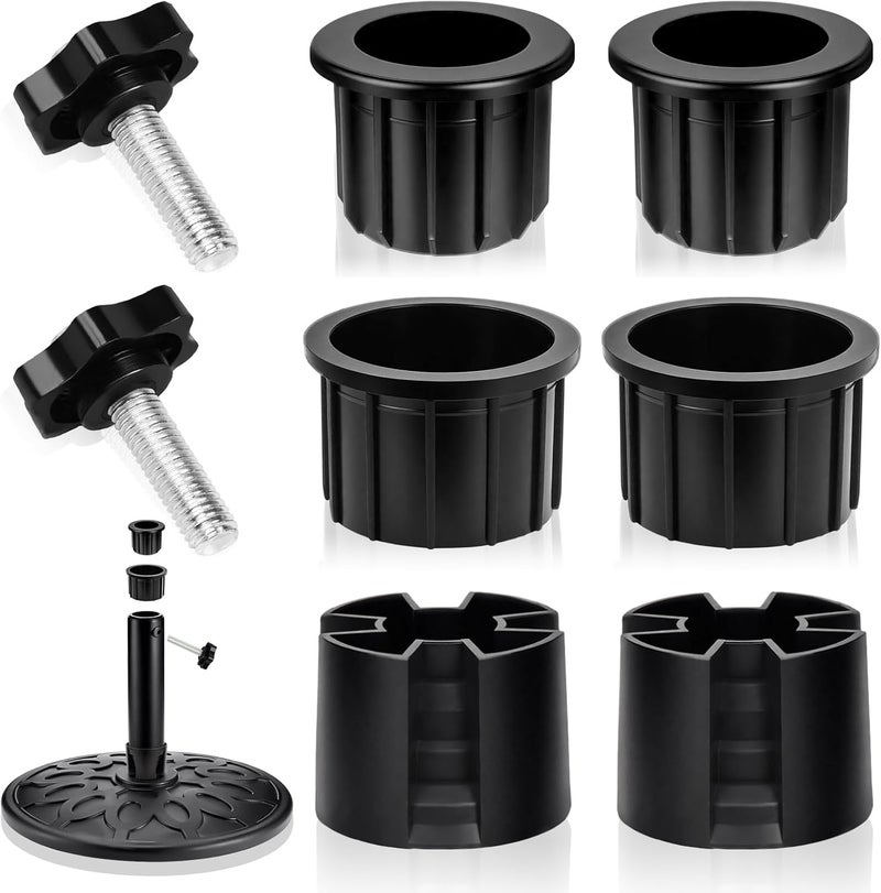 NEATABY 8 Pieces Set Outdoor Patio Umbrella Base Stand Hole Ring Plug Cover and Cap Replacement Parts, Umbrella Stand Base with M8 Thread Replacement Stabilizer Sleeve for Outdoor Patio Spaces, Black - Image 1