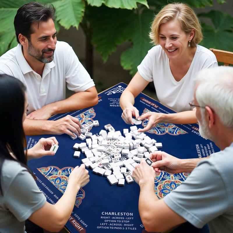 SiDreea Mahjong Mat, 32.4Ã—32.4 Inch Noise Reduction Anti-Slip Mahjong Mat for Table, Mahjong Table Mat for Poker, Card, Board Games Table Mat, Tile Games, Dominoes - Image 2