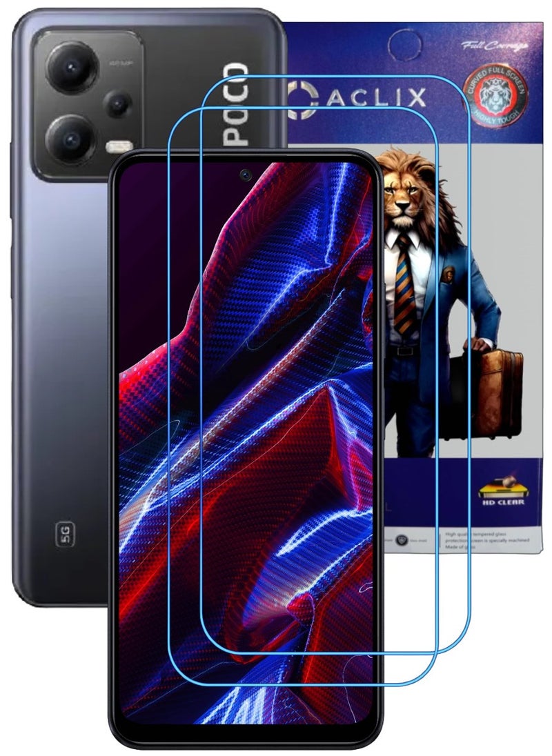 ACLIX 2 Pieces Antistatic ESD Dustproof Premium Quality High Definition Clear Tempered Glass Screen Protector Designed For Xiaomi Poco X5 - Image 1