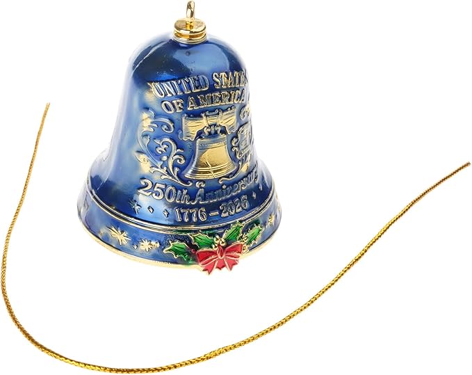 Blue Patriotic Hanging Bells 250th Anniversary Commemorative Ornament For Collectors Veterans Outdoor Decor - Image 1