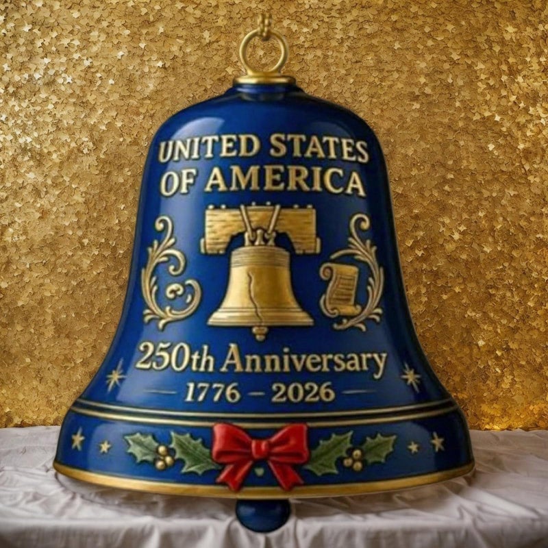 Blue Patriotic Hanging Bells 250th Anniversary Commemorative Ornament For Collectors Veterans Outdoor Decor - Image 4