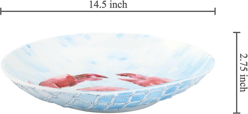 UPware 145 Inch Melamine Large Serving Bowl Mixing Bowl BPAFree Food Bowl for Charcuterie Food Fruit and Salad Indigo Crab - Image 4