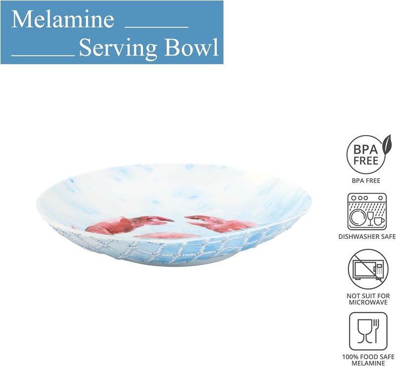 UPware 145 Inch Melamine Large Serving Bowl Mixing Bowl BPAFree Food Bowl for Charcuterie Food Fruit and Salad Indigo Crab - Image 5