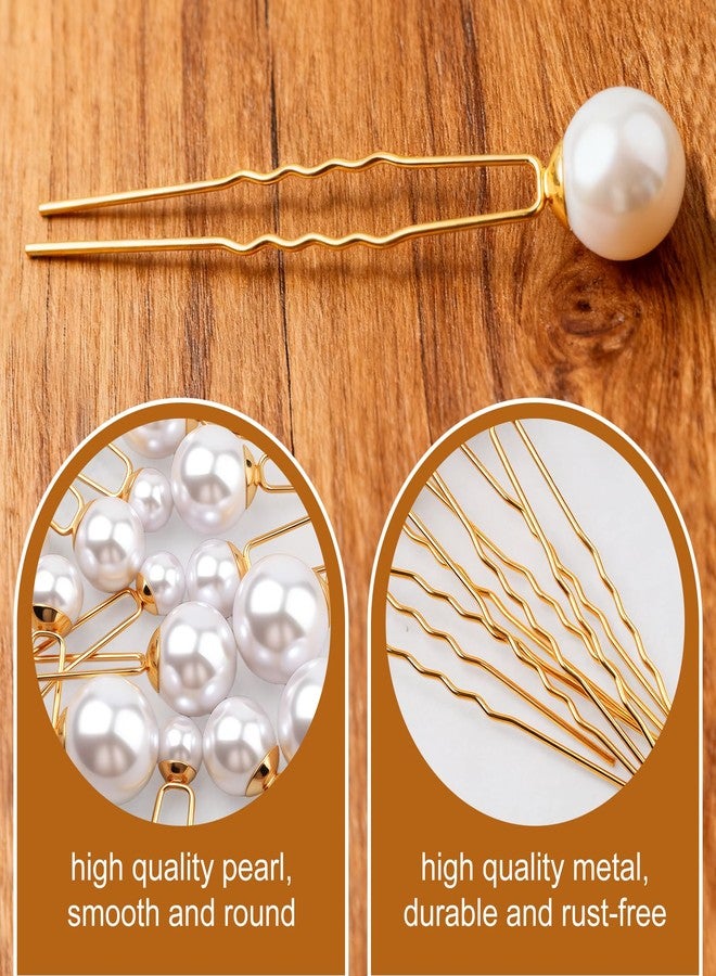 Pretwad 30 Pcs Wedding Pearl Hair Pins - U Shape Bridal Hair Pin, Handmade Pearl Bridal Hairs Accessories, Gold Wedding Bridals Pearls Hair Pins Clips Vintage Hairs Headpiece for Brides Bridesmaid Women Girl - Image 3