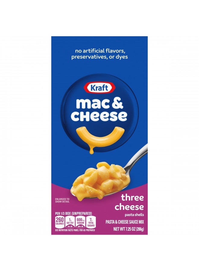 Kraft Kraft Macaroni And Cheese, Three Cheese, 7.25 Oz - Image 1