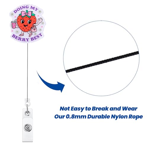 BVIIE Doing My Berry Best Cute Strawberry Badge Reel, Retractable ID Card Badge Holders, Healthcare Worker Badge Clip for RN MA Pediatric Nurse Doctor Nursing Student Ambulatory Care PT OT Therapists HR - Image 5