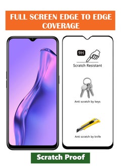 NAFCO For Oppo A31 - Full Glue Tempered Glass Screen Protector - Advanced Border-Less Full Edge to Edge ,Shatterproof , High Responsiveness , Higher Transparency , Quick to Install ,Anti-scratch and Bubble-free Screen Protector - Black  - Image 2