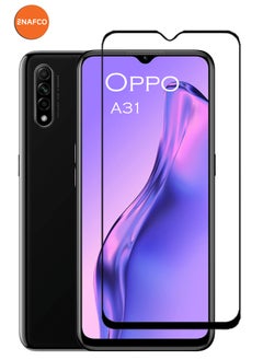 NAFCO For Oppo A31 - Full Glue Tempered Glass Screen Protector - Advanced Border-Less Full Edge to Edge ,Shatterproof , High Responsiveness , Higher Transparency , Quick to Install ,Anti-scratch and Bubble-free Screen Protector - Black  - Image 1