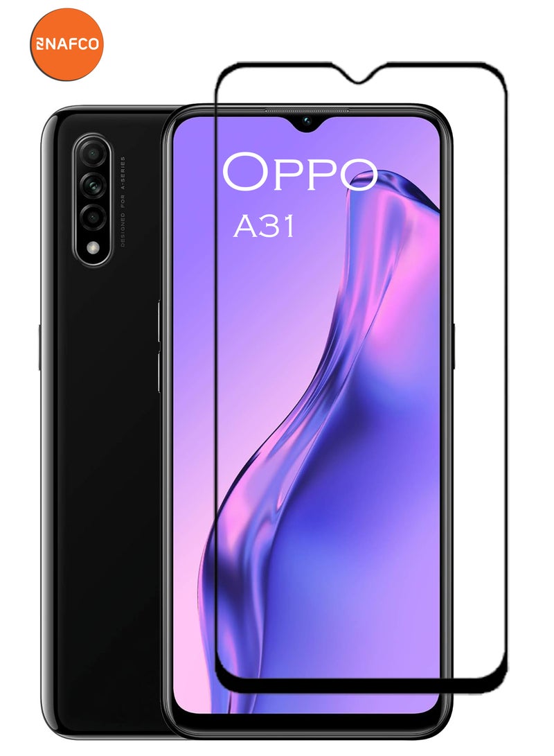 For Oppo A31 - Full Glue Tempered Glass Screen Protector - Advanced Border-Less Full Edge to Edge ,Shatterproof , High Responsiveness , Higher Transparency , Quick to Install ,Anti-scratch and Bubble-free Screen Protector - Black - Image 1