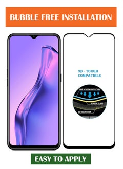 NAFCO For Oppo A31 - Full Glue Tempered Glass Screen Protector - Advanced Border-Less Full Edge to Edge ,Shatterproof , High Responsiveness , Higher Transparency , Quick to Install ,Anti-scratch and Bubble-free Screen Protector - Black  - Image 4