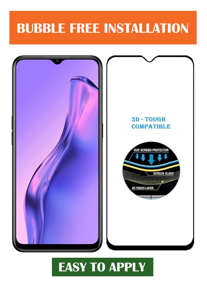 For Oppo A31 - Full Glue Tempered Glass Screen Protector - Advanced Border-Less Full Edge to Edge ,Shatterproof , High Responsiveness , Higher Transparency , Quick to Install ,Anti-scratch and Bubble-free Screen Protector - Black - Image 4