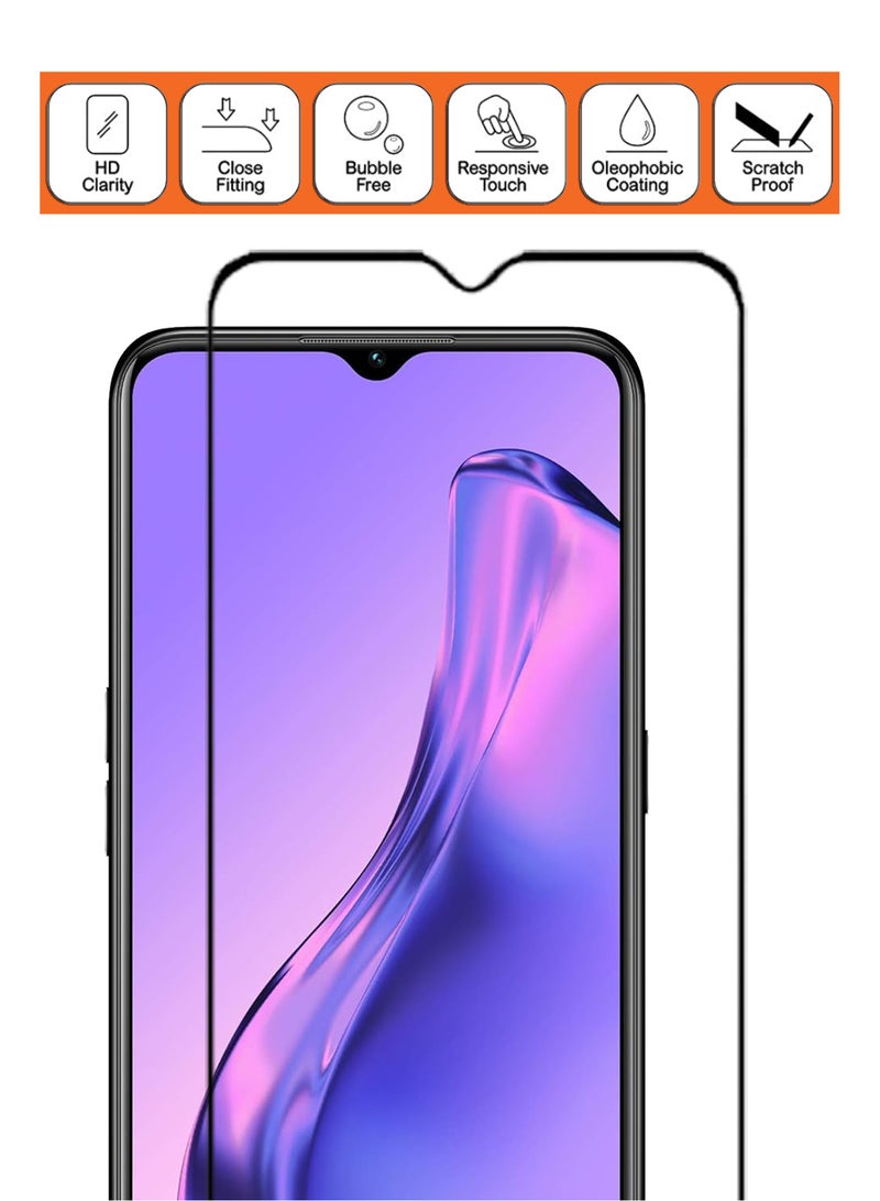 For Oppo A31 - Full Glue Tempered Glass Screen Protector - Advanced Border-Less Full Edge to Edge ,Shatterproof , High Responsiveness , Higher Transparency , Quick to Install ,Anti-scratch and Bubble-free Screen Protector - Black - Image 3