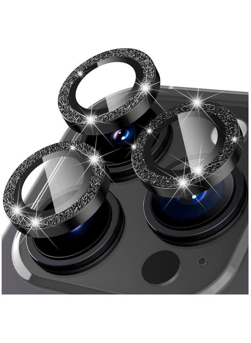 Camera Lens Protector, Camera Cover Tempered Glass for iPhone 14 Pro Max/for iPhone 14 Pro [Glitter Diamonds] -Bling -Black - Image 1