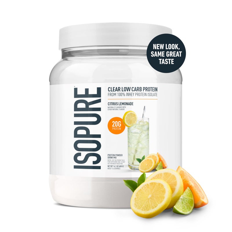 Isopure مسحوق بروتين إيزوبور، بروتين واي معزول شفاف، مشروب استعادة بعد التمرين، خالي من الجلوتين مع صفر سكر مضاف، نكهات - ليمونادة الحمضيات، 16 حصة - Image 2