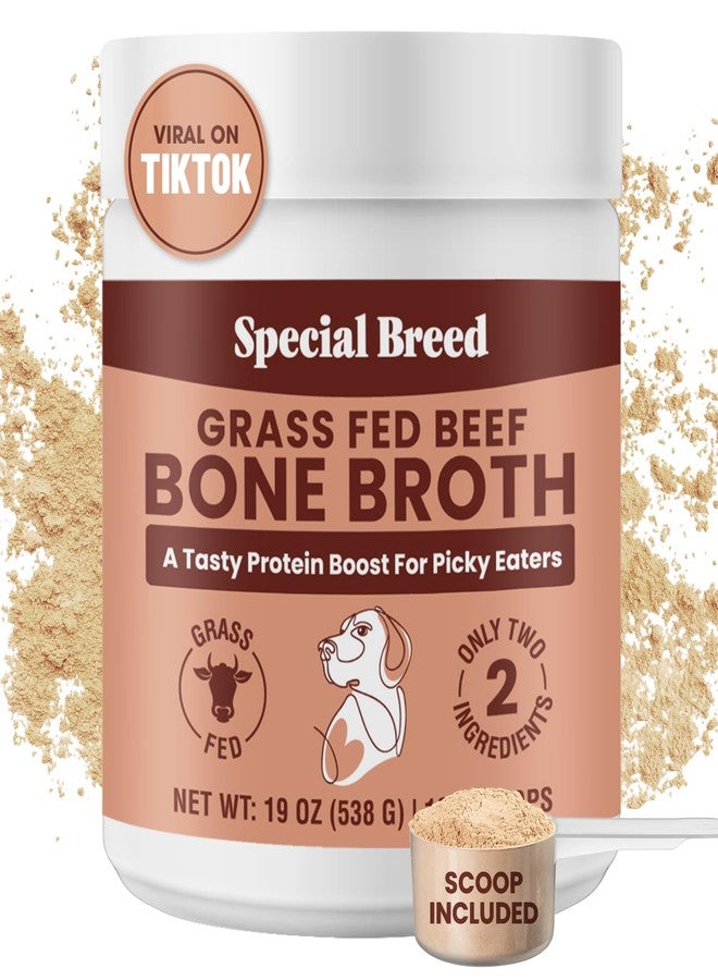 Special Breed 19oz Bone Broth Powder for Dogs and Cats - 192 Scoops - Dog and Cat Food Topper, Grass Fed Beef Broth Supplement - Image 1