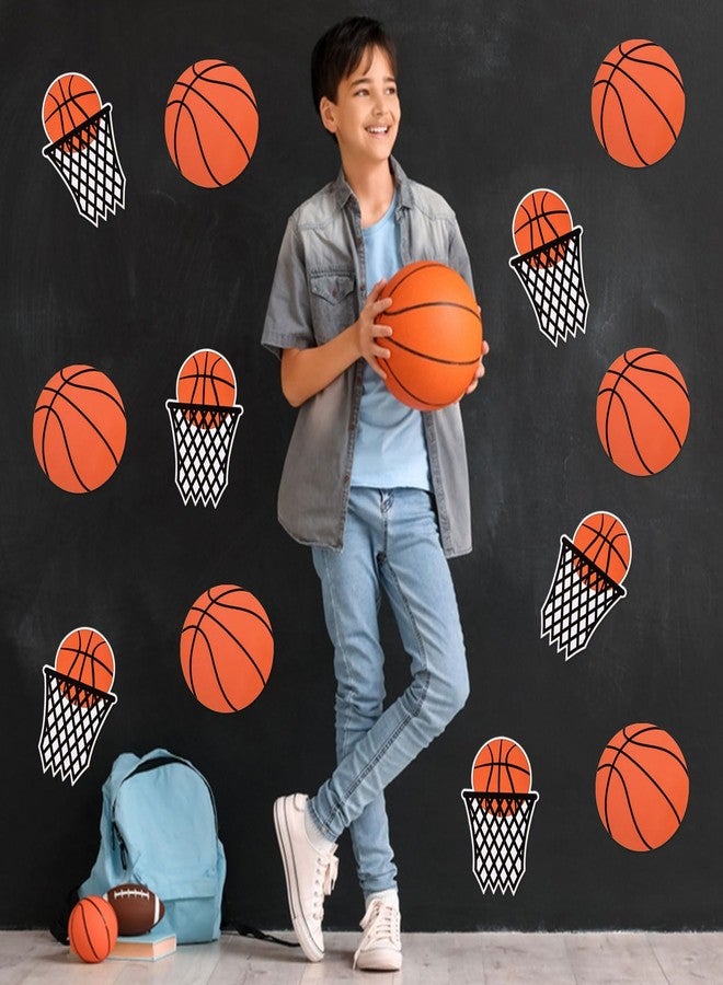 FOBSME 80 Pcs Basketball and Basketball Net Cutouts Paper Basketballs Die-Cuts Basketballs Theme Bulletin Board Cutouts with Glue Points for Sport Theme Birthday Party Classroom Wall Decorations - Image 5