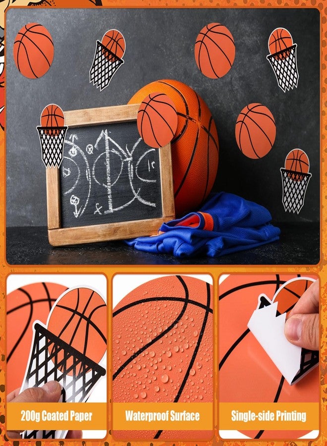 FOBSME 80 Pcs Basketball and Basketball Net Cutouts Paper Basketballs Die-Cuts Basketballs Theme Bulletin Board Cutouts with Glue Points for Sport Theme Birthday Party Classroom Wall Decorations - Image 3