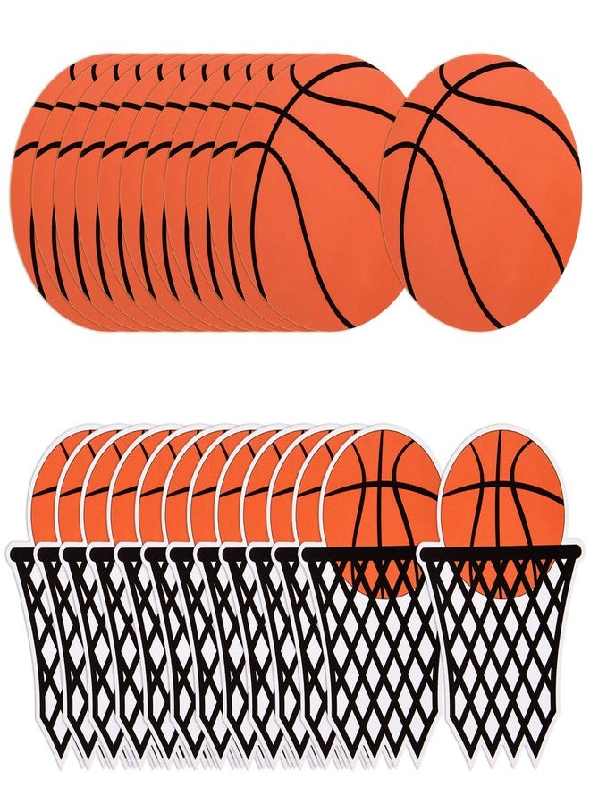 FOBSME 80 Pcs Basketball and Basketball Net Cutouts Paper Basketballs Die-Cuts Basketballs Theme Bulletin Board Cutouts with Glue Points for Sport Theme Birthday Party Classroom Wall Decorations - Image 1