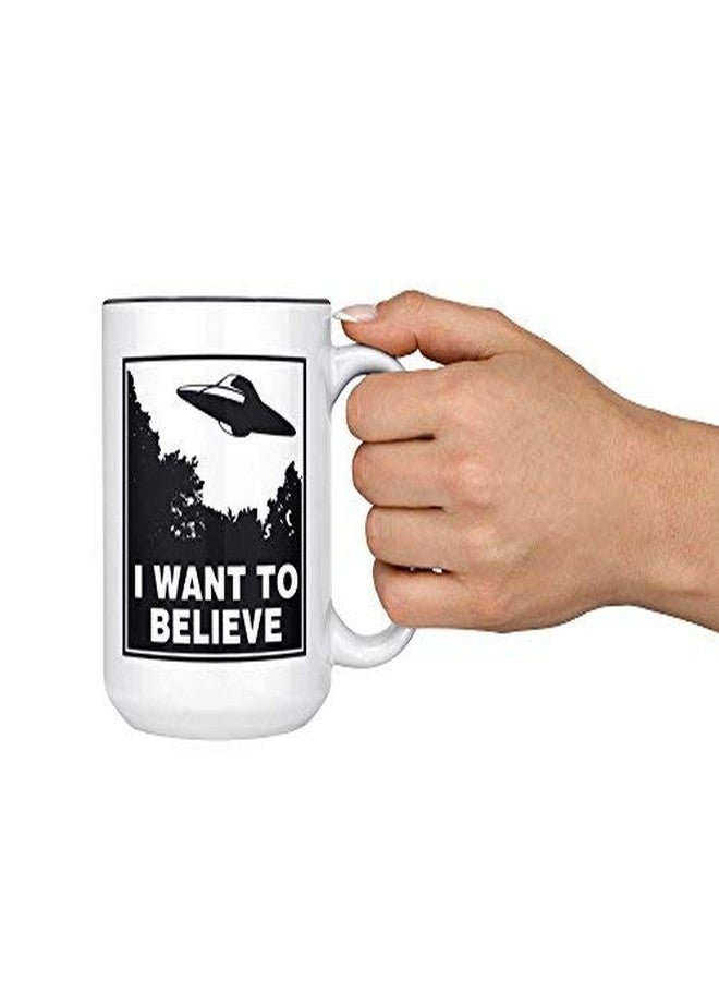 Artisan Owl I Want to Believe UFO Mug - 15oz Funny Alien Tea & Coffee Cup for Sci-Fi Space Extraterrestrial Fans in Black Inlay - Image 3