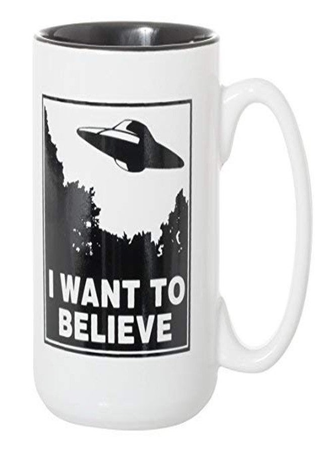Artisan Owl I Want to Believe UFO Mug - 15oz Funny Alien Tea & Coffee Cup for Sci-Fi Space Extraterrestrial Fans in Black Inlay - Image 2