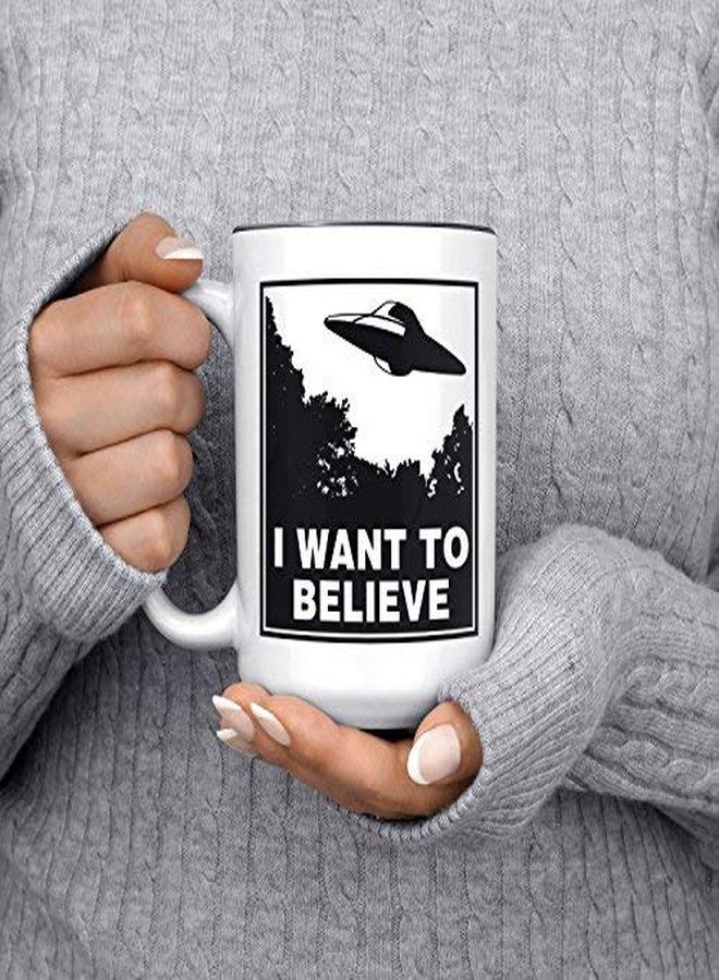 Artisan Owl I Want to Believe UFO Mug - 15oz Funny Alien Tea & Coffee Cup for Sci-Fi Space Extraterrestrial Fans in Black Inlay - Image 4
