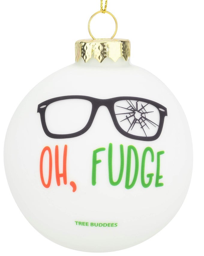 OH FUDGE FUNNY GLASS CHRISTMAS ORNAMENT