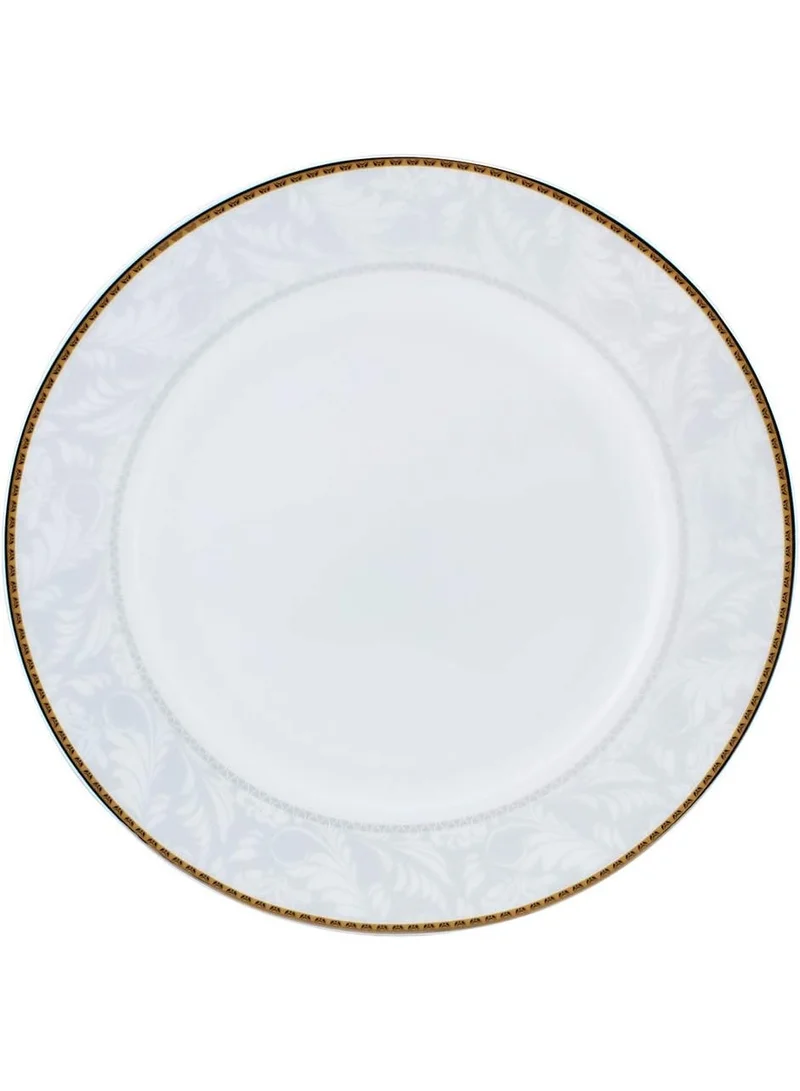 شالو طبق عشاء مسطح من البورسلين مقاس 27 سم – أبيض بحافة ذهبية | طبق مائدة دائري أنيق للأطباق الرئيسية، الباستا والتقديم