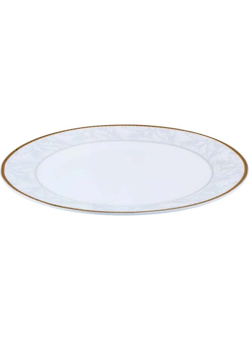 شالو طبق عشاء مسطح من البورسلين مقاس 27 سم – أبيض بحافة ذهبية | طبق مائدة دائري أنيق للأطباق الرئيسية، الباستا والتقديم