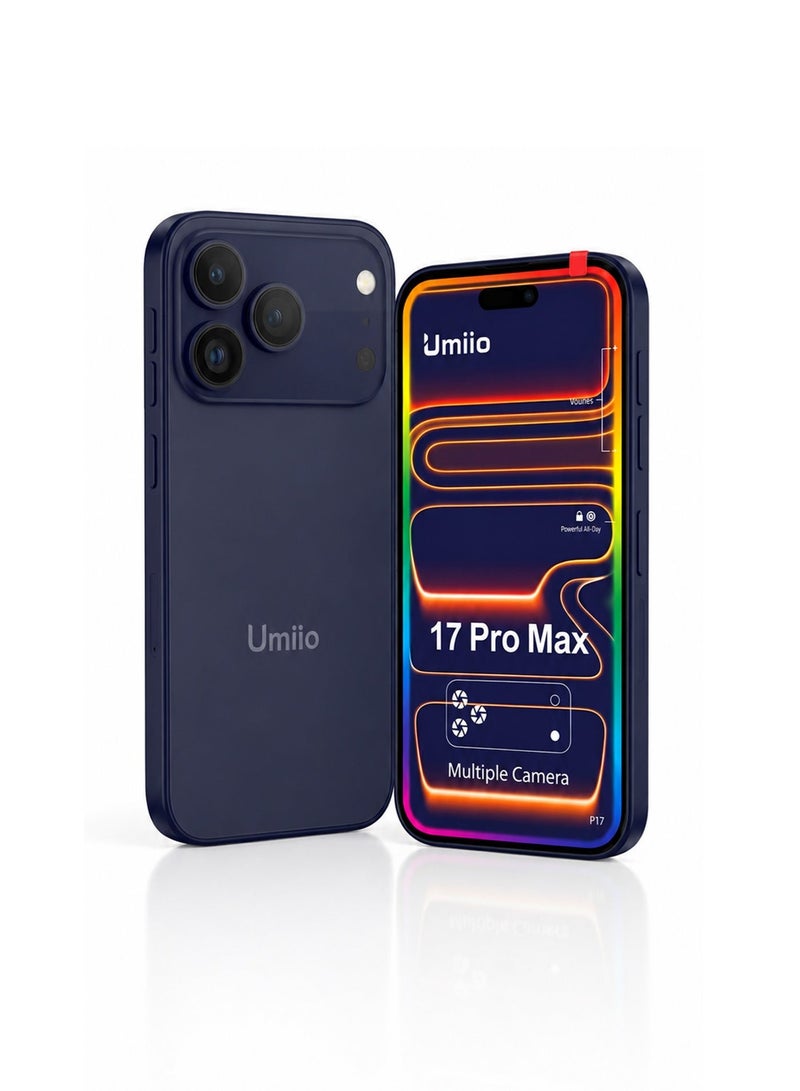 Umiio Mini Smartphone 5.6 Inch Incell Display Dual SIM 17 Pro Max Android Cell Phone Rear And Front Camera, Compact Small Size Android Dual SIM Wi-Fi GPS Supported Small Mobile Phone - Blue - Image 1