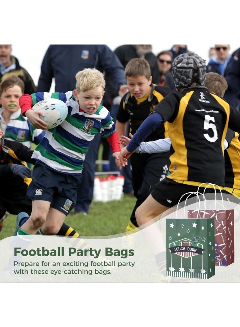 SOLARAE Touch Down!!! Bulk of Football Party Bag | Quality Paper Treat Bag with Handle | Awesome Goodie Gift Bags for College Orientation, Foot Ball Party, Summer Camp Supplies - Image 2