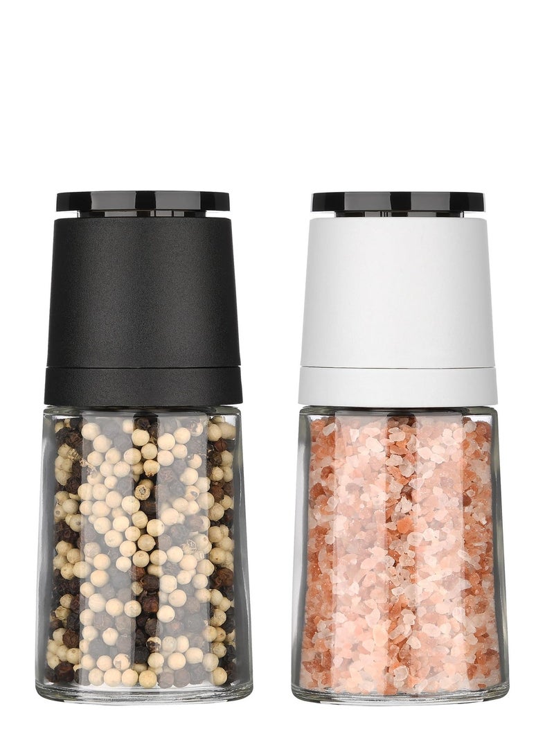 XiuWoo Salt and Pepper Grinder Set of Two, Shakers with Adjustable Ceramic Core& Glass Body, Mill for Spice Barbecue - Image 1