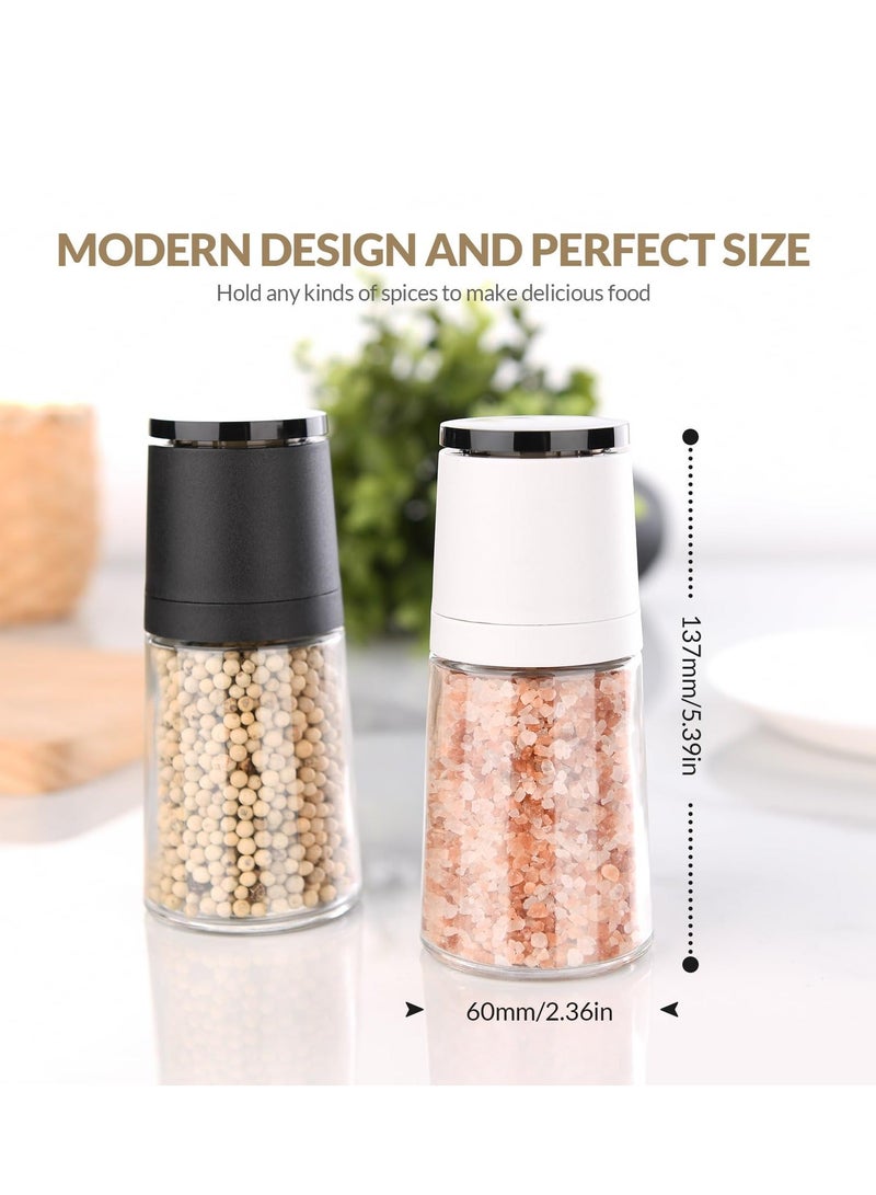 XiuWoo Salt and Pepper Grinder Set of Two, Shakers with Adjustable Ceramic Core& Glass Body, Mill for Spice Barbecue - Image 2