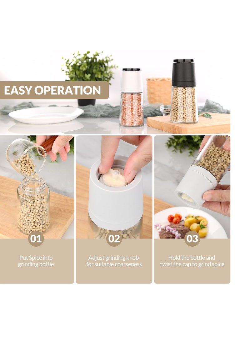 XiuWoo Salt and Pepper Grinder Set of Two, Shakers with Adjustable Ceramic Core& Glass Body, Mill for Spice Barbecue - Image 4